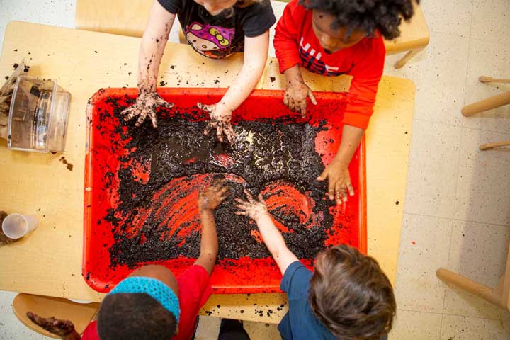 Today, we built our "think" skills by actively exploring mud and our "relate" skills by sharing with our friends!