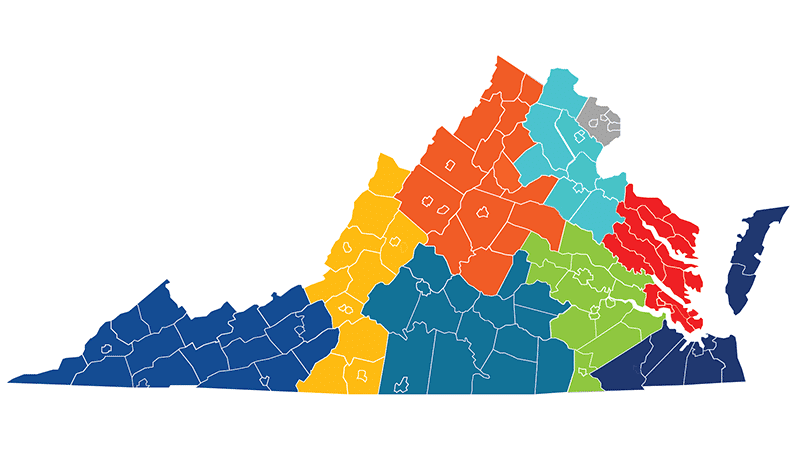 Virginia STREAMin3 Ready Regions Map